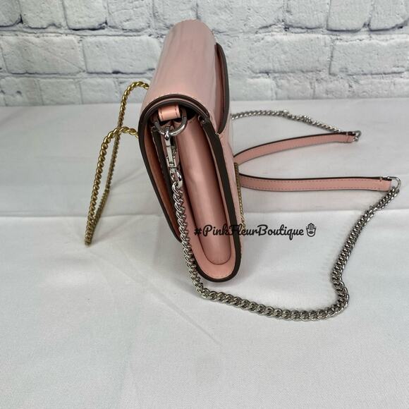 #TORY BURCH Emerson Patent Chain Wallet Clay Pink NWT - Picture 4 of 9